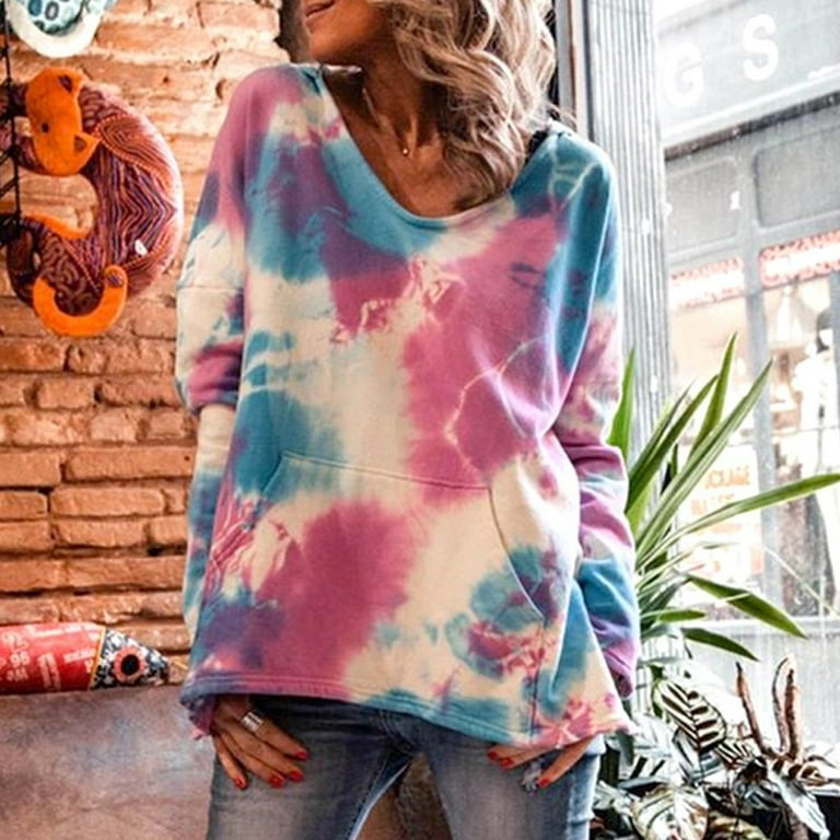 Womens Hoodie Clearance Tie Dye Sweatshirt Sweatshirts Loose Fit