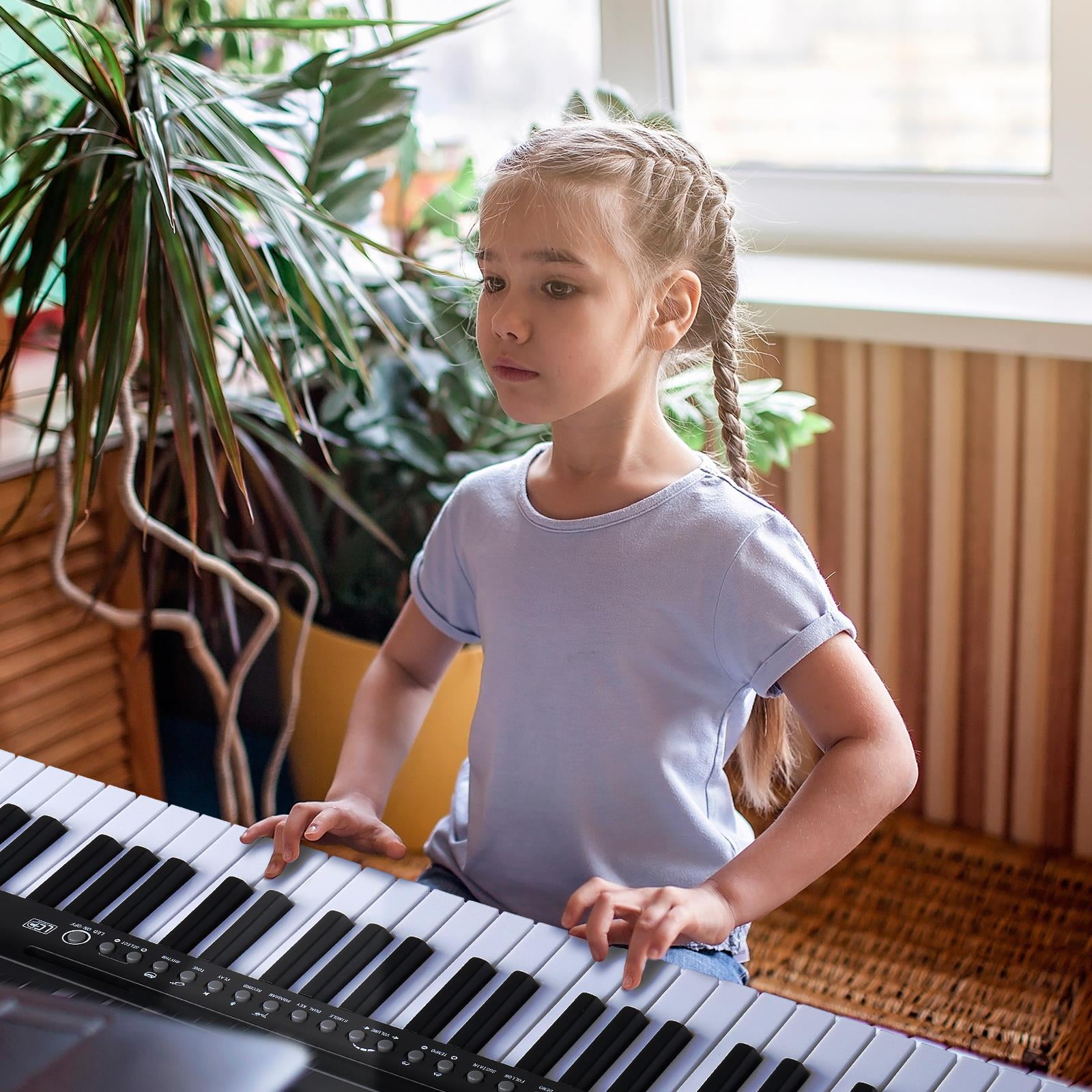 Zimtown 61 Keys Electronic Keyboard Piano Set with Lighted Full Size Keys, Stand, Bench