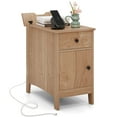 thumbnail image 1 of Costway 1 Table d'Appoint avec Station de Charge Table de Chevet à Dessus Rabattable avec Ports USB et Prises, 1 of 10