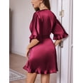 thumbnail image 2 of Ekouaer Silk Robes for Women Short Lightweight Bathrobe Ruffled Satin Kimono Robes Sexy Bride Bridesmaid Sleepwear, 2 of 6