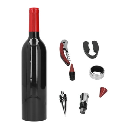 

Wine Bottle Corkscrew Wine Pourer Foil Cutter Bottle Stopper Kit for Home Bar Use Black