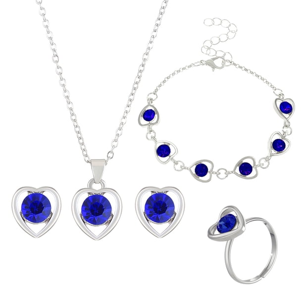 Fiudx Conjunto de Joyas de Amor, Elegante Collar y Pulsera de Cristal, Pendientes Impresionantes para Mujer, Ligeros y Cómodos de Llevar, Perfectos para Regalar En San Valentín, Una Opción Romántica.