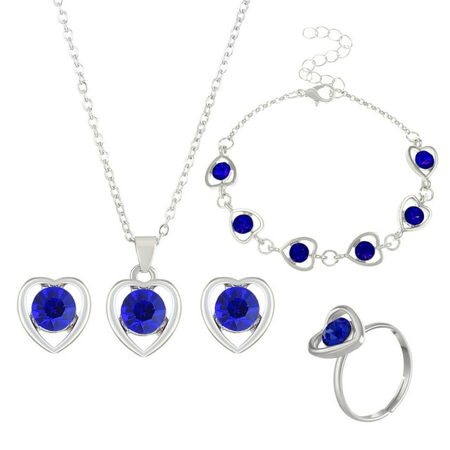 Conjunto de collar, pendientes y pulsera de cristal para mujer, regalo de San Valentín, collar de aleación.
