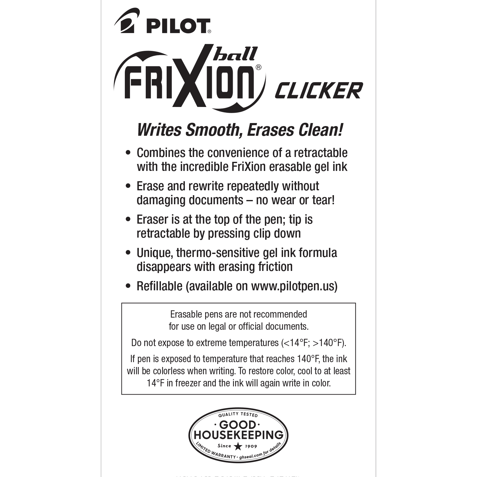 Pilot® FriXion® Clicker Erasable Gel Pens, Extra Fine Point, 0.5 mm,  Assorted Barrels, Assorted Ink Colors, Pack Of 7 - Zerbee