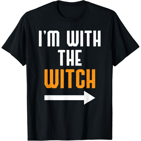 Halloween Shirts For Men I'm With The Witch Funny Halloween T-ShirtMen and women, Black T-shirt, size: Extra large