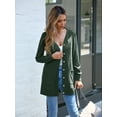 thumbnail image 2 of Chiclily Women's Long Sleeve Cardigan Sweater Lightweight Button Down Knit Coat for Fall with Pockets, Dark Green 2XL, 2 of 7