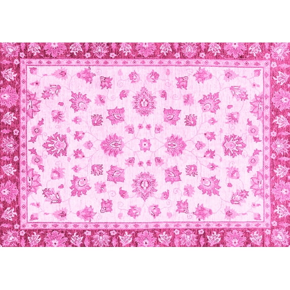 Ahgly Company Indoor Rectangle Oriental Pink Traditional Area Rugs, 7' x 10'