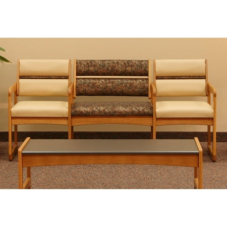 Wooden Mallet DWBA1-3 Solid Oak Sled Base 3-Seat Bariatric Chair with Center Arms