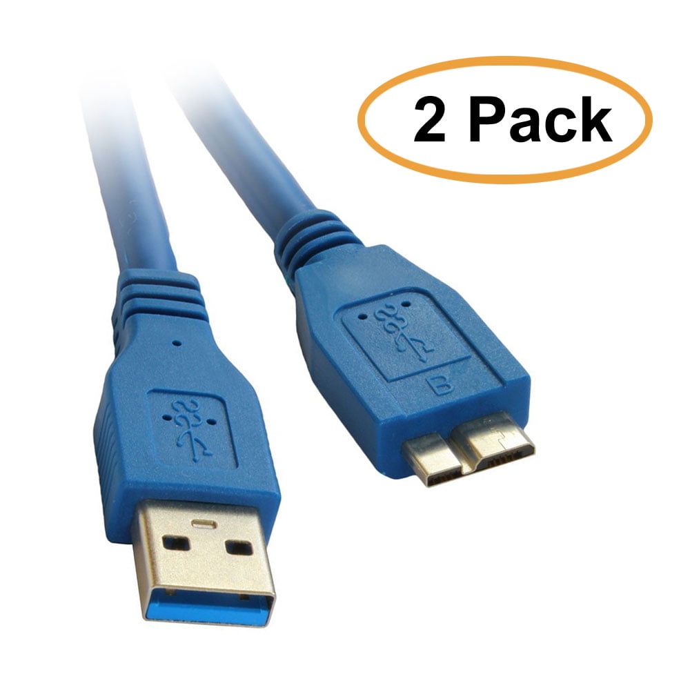 Lot of 2 Pack Premium Quality USB 3.0 A Male to B Male Cable,1 Foot,1 Ft Blue