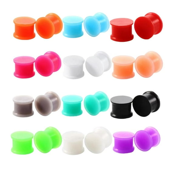 12 pares de tapones para los oídos de colores hechos de gel de sílice, que tienen un doble acampanado. 8mm