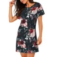 thumbnail image 2 of Easygdp Watercolor Floral Camisón de manga corta para mujer, informal, estampado, 2 of 6