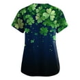 thumbnail image 2 of Under Scrub Tops for Women Irish Shamrock Printed V Neck Breathable Workwear Shirt Short Sleeve Professionals Soft Stretch St. Patrick's Day Scrub Tops with Pockets green Medium, 2 of 3