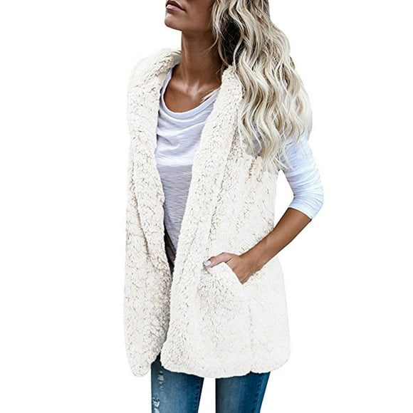 Baberdicy Puffer Vest Womens Vest Winter Warm Hoodie Outwear Casual Coat Jacket Sweater Vest ( White M )