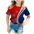 thumbnail image 2 of Gubotare Girls Tees Kid 4th of July T-Shirts Boys Girls American Flag Shirt Patriotic Top Short Sleeve Tees 11T 12T, Red 11-12 Years, 2 of 4