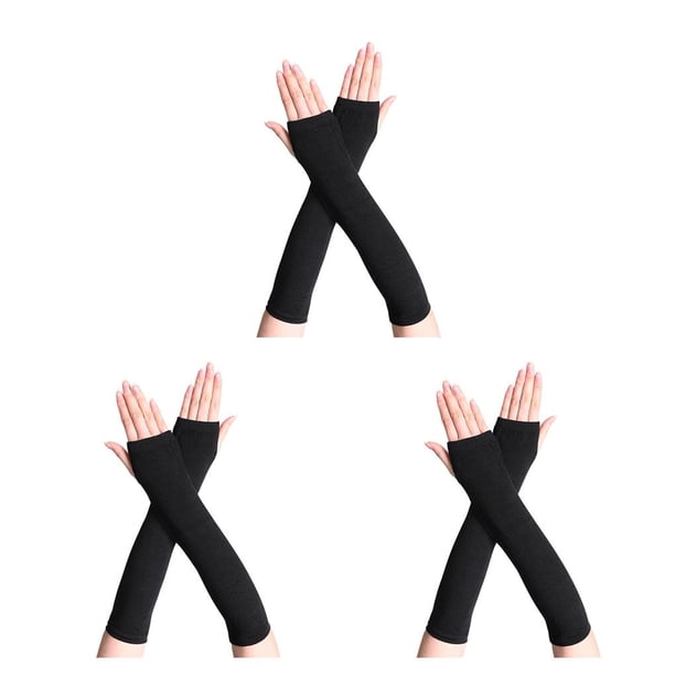 Bearachild 1 par de guantes largos sin dedos, estilo sencillo, cómodo tejido artesanal, cubiertas de brazo para niñas, cubierta de mano para Type1 NO1