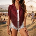 thumbnail image 3 of cocolona Vest for Women Notch Lapel Fringe Sleeveless Cropped Jacket Vacation Party Trendy Outerwear, 3 of 6