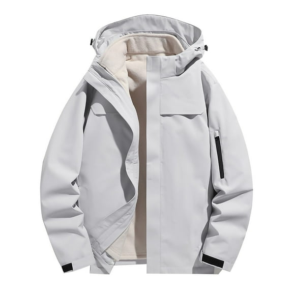 Kmdttou Men's Windproof Jacket Waterproof Lightweight Mountains Sport Jacket for Men Hooded Windbreaker Raincoat Gray M