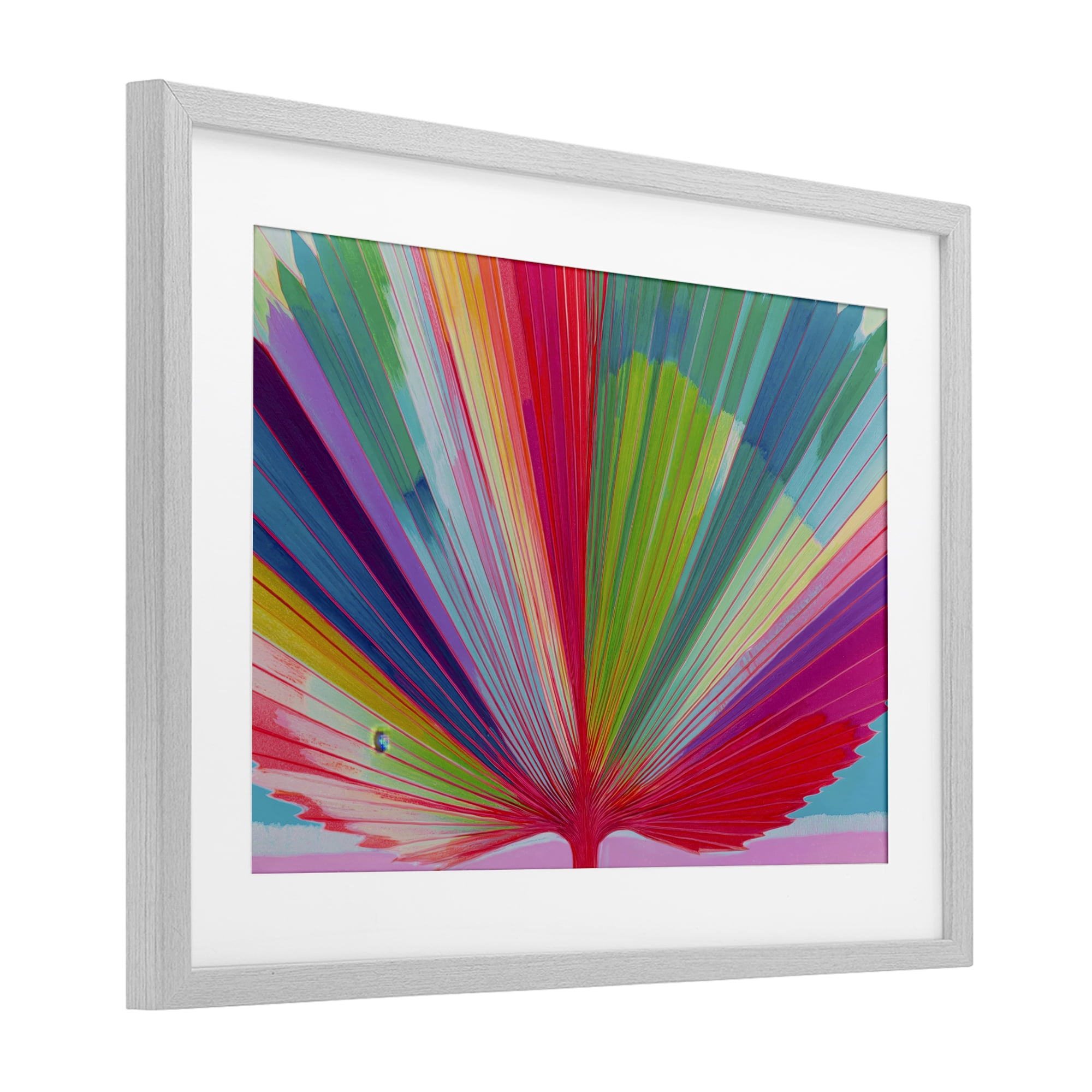 Stupell Industries Palm Fan In Spectrum Gray Framed Print Under Glass, design by Chromatic Storm Studio