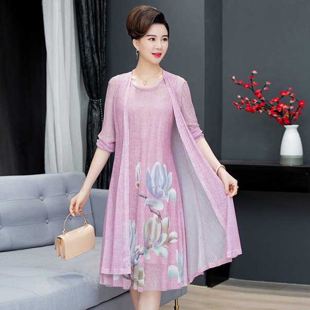Summer Cotton Linen 2 Piece Set Dress Cardigan Women Party Midi Dresses Elegant Vintage Robe FemmeXXXL 62.5-70kg Gao Jinjia LED
