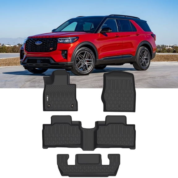 Nilight TPE Floor Mats for Ford Explorer 6 Seats 2020 2021 2022 2023 2024 2025,All Weather Custom Fit Heavy Duty Floor Liners