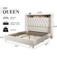 thumbnail image 4 of Merluxy LED Bed Frame Queen Size with Charging Station Upholstered Bed Frame with Headboard Storage Motion Activated Night Light, Cream, 4 of 9