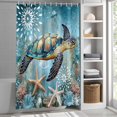 thumbnail image 3 of Ocean Turtle Starfish Fabric Shower Curtain Coral Marine Life Washable Shower Curtains for Bathroom, Waterproof Bath Curtain with Hooks Home Decor 72x72in, 3 of 8