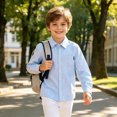 thumbnail image 6 of FYDUU Kids Boys Girls Long Sleeve Striped Shirt Turndown Collar Button Down Shirts Fall Back To School Shirt Formal Children's Tops 6-7 Years, 6 of 6