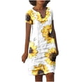 thumbnail image 1 of Pisexur Robe d'Été pour Femmes 2023 à Col en V à Manches Courtes Florale Décontractée de Plage Robes Imprimé Tournesol une Robe Midi en Lin, 1 of 5