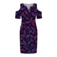 thumbnail image 5 of Moda mujer verano casual manga corta hombro frío hueco v-cuello impreso hueco vestido Fridja qw3953, 5 of 5