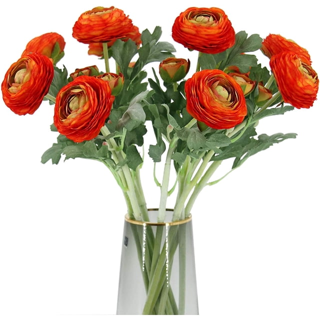Paquete de 10 flores artificiales de dos cabezas Ranunculus flores accesorios de fotografía decoración hogar sala de estar decoración Zhivalor CZJJ-HQ23-1