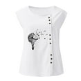 thumbnail image 4 of Workout Tank Tops for Women Round Neck Printed Button Sleeveless Basic Blouse Casual Loose Fit Summer Tee Shirt, 4 of 4