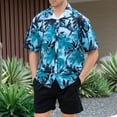 thumbnail image 2 of VBTAPA Men's Summer Beach Outfits 2 Piece Short Sleeve Shirts and Shorts Suit Hawaiian Matching Sets for Men Blue M, 2 of 6