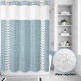 thumbnail image 3 of No Hook Shower Curtain, Simple Blue Shower Curtains for Bathroom with See Through Top Window, Vintage Country Vertical Striped Linen Texture Waterproof & Washable Bath Curtain 60"x72", 3 of 9