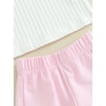thumbnail image 6 of Toddler Girls 2PCS Pants Sets White Long Sleeve Ruffle Tops Pink Cargo Pants Sets, 6 of 8