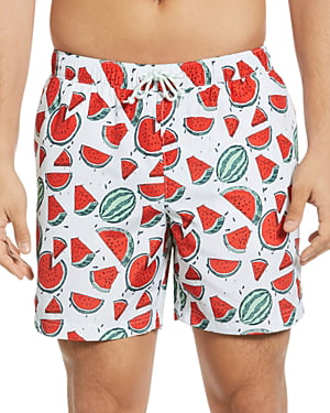 Strawberry On White Pattern Mens Beach Shorts Lightweight Beachwear