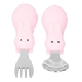 thumbnail image 2 of Baby Fork Spoon Set Stainless Steel Toddler Feeding Utensils Spoons Forks Tableware SetPink, 2 of 9