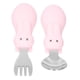 thumbnail image 1 of Juego de tenedor y cuchara para bebé, de acero inoxidable, para alimentación infantil, color rosa, 1 of 14