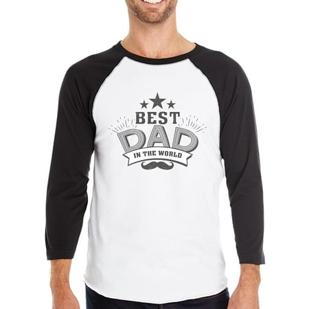 Best Dad In The World Mens 3/4 Sleeve Baseball Tee For Fathers (The Best Day To Wear A Striped Sweater)