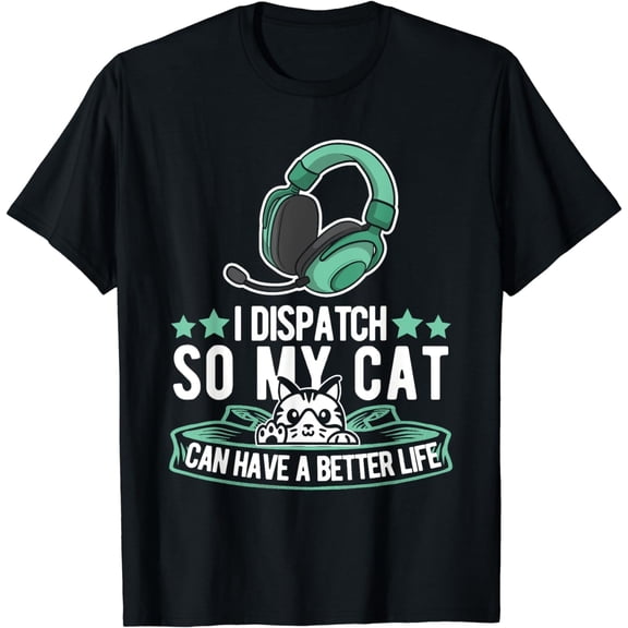 Thin Gold Line Cat - Police Yellow Emergency Dispatcher T-Shirt