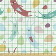 thumbnail image 2 of Cartoon Fabric by the Yard Upholstery, Pastel Colors with Rabbits Circles and Colorful Drops Pattern, Decorative Fabric for DIY and Home Accents, Multicolor by Ambesonne, 2 of 5