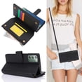 thumbnail image 3 of Crossbody for Samsung Galaxy Note 20 Case Wallet【RFID Blocking】with Card Slots Zipper Pocket, PU Leather Magnetic Flip Stand Wrist Strap Lanyard Wallet Case for Galaxy Note 20, Black, 3 of 11