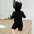 thumbnail image 5 of LNMQLPDBS Unisex Kids Bathing Suits Cartoon Cute Penguin Printed Swimwear Beach Long Sleeve Hooded Onesie Swimsuit with Ziper Girls Rash Guard Swimsuit Boys Rashguard Swim Set Black 2-3 Years, 5 of 9