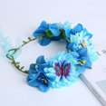 thumbnail image 3 of CSChome Flower Crown Flower Crown Realistic Flower Lace Up Wedding Photo Prop Butterflies Head Bohemia Party Hair Accessory, 3 of 7