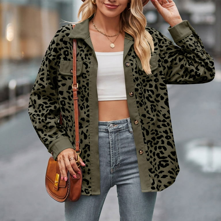 Leopard print store army jacket