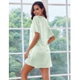 thumbnail image 5 of Ekouaer Silk Sleep Shirts for Women Satin Nightshirt Tshirt Nightgown Short Sleeve Sleepwear Round Neck Shirt Dress With Chest Pocket, 5 of 6