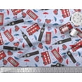 thumbnail image 3 of Soimoi Modal Satin Fabric Bus,Telephone Booth & London Clock Tower Architectural Decor Fabric Printed Yard 42 Inch Wide, 3 of 3