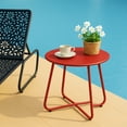 thumbnail image 5 of ROSVOVO 18-Inch Outdoor Round Side Table - Rust-Proof Metal Accent Table with Adjustable Feet for Patio, Porch, Balcony, Red, 5 of 8