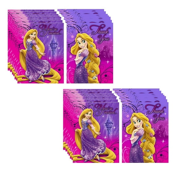Unique Disney Princess Rapunzel Birthday Party Supplies, 16 Invitations and 16 Thank You Notes