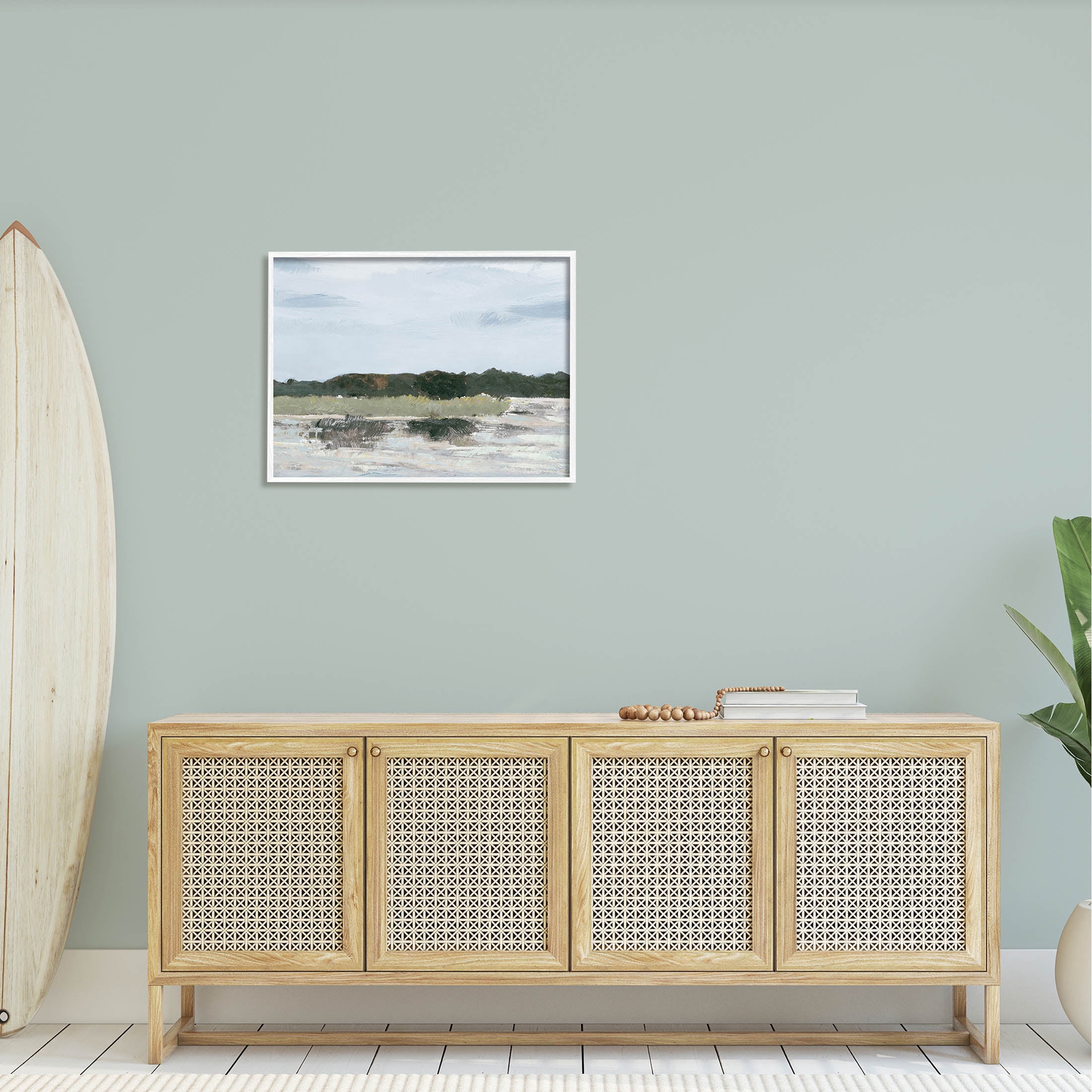 Coastal Vast Hills Landscape Landscape Painting White Framed Art Print Wall Art