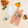 thumbnail image 2 of CAUYDY Toddler Baby Halloween Outfit Boy Girl Pumpkin Patch Crew Sweatshirt and Pants Set Halloween Fall Baby Clothes(Orange,0-3 M), 2 of 9